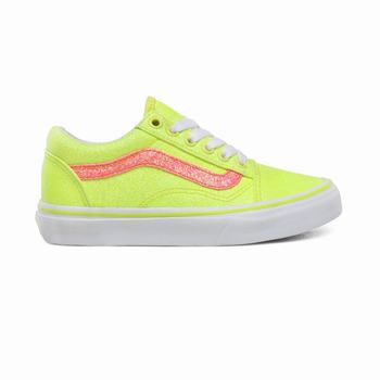 Vans Neon Glitter Old Skool - Lasten Tennarit - Keltainen/Valkoinen